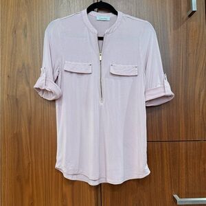Calvin Klein Light Pink Blouse with Zip Front
